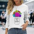 Mason Jar Colorful Flowers Bouquet Long Sleeve T-Shirt Gifts for Her