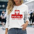 Polska Bialo-Czerwoni Polnische Flagge Polnisches Emblem Weißer Adler Langarmshirts Geschenke für Sie