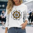 Ships Wheel & Rope Knots Sailors Nautical Yachting Long Sleeve T-Shirt Gifts for Her