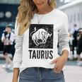 Star Sign Taurus Zodiac Signs Vintage Print Long Sleeve T-Shirt Gifts for Her