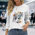 Tigre Colorido Arte Zoo Animal Tigre Camiseta de manga larga Regalos para ella