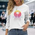 Vintage 80S 90S Retro Surf Outrun Sun Synthwave Palm Tree Long Sleeve T-Shirt Gifts for Her