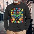 100 Days Of Building My Education Construction Block Long Sleeve T-Shirt Gifts for Old Men