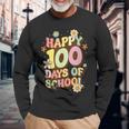 100Th Days Of School Happy 100 Days Of School Long Sleeve T-Shirt Gifts for Old Men