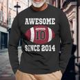 10Th Birthday Football Player 10 Years Old Vintage Sports Long Sleeve T-Shirt Gifts for Old Men