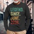 16 Years Old Legend Since June 2008 16Th Birthday Long Sleeve T-Shirt Gifts for Old Men