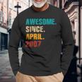 17 Year Old Vintage Awesome Since April 2007 17Th Birthday Long Sleeve T-Shirt Gifts for Old Men