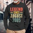 18Th Birthday Legend Since August 2005 18 Years Old Vintage Long Sleeve T-Shirt Gifts for Old Men