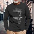 1911 Retrointage Handgun Chart Blue Break Pistol 45Acp Langarmshirts Geschenke für alte Männer