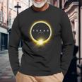2024 Solar Eclipse Seen From The State Of Texas For Cowboys Long Sleeve T-Shirt Gifts for Old Men