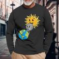 2024 Total Solar Eclipse Earth Moon Sun Photobomb Lover Gag Long Sleeve T-Shirt Gifts for Old Men