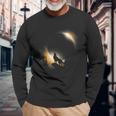 2024 Total Solar Eclipse Wolf Moon And Sun Long Sleeve T-Shirt Gifts for Old Men