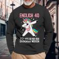 40Geburtstag 40 Jahre Einhorn Damen Herren Birthday Black S Langarmshirts Geschenke für alte Männer