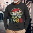44 Years Old Legend Since March 1980 44Th Birthday Men Long Sleeve T-Shirt Gifts for Old Men