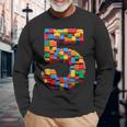 5 Year Old Blocks Building Master Builder 5Th Birthday Boy Long Sleeve T-Shirt Gifts for Old Men