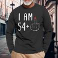 I Am 54 Plus 1 Middle Finger For A 55Th Birthday For Women Long Sleeve T-Shirt Gifts for Old Men