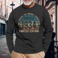 90Th Birthday 90 Year Old Vintage 1934 Limited Edition Long Sleeve T-Shirt Gifts for Old Men