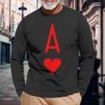 Ace Of Hearts Poker Black Jack Deck Of Cards Long Sleeve T-Shirt Gifts for Old Men