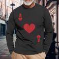 Ace Of Hearts Poker Card Blackjack Texas Holdem Poker Player Long Sleeve T-Shirt Gifts for Old Men