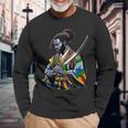 Afro American Samurai Anime Cartoon Japanese Bushido Warrior Long Sleeve T-Shirt Gifts for Old Men