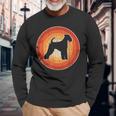 Airedale Terrier Retrointage 60S 70S Sunset Dog Lovers Langarmshirts Geschenke für alte Männer