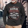 Aleman Blood Runs Through My Veins Vintage Family Name Long Sleeve T-Shirt Gifts for Old Men