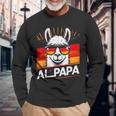 Alpapaatertag Papa Alpaka Retrointage Deutschland Flagge Langarmshirts Geschenke für alte Männer