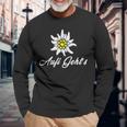 Alpen Edelweiss Aufi Gehts In Die Schweiz Alpenblume Tirol Langarmshirts Geschenke für alte Männer