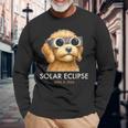 America Totality Solar Eclipse 2024 Cute Doodle Dog Dad Mom Long Sleeve T-Shirt Gifts for Old Men