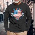 America Vibes Happy Face Smile American Flag 4Th Of July Long Sleeve T-Shirt Gifts for Old Men