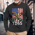 American Flag 1865 Broken Chain Junenth Long Sleeve T-Shirt Gifts for Old Men
