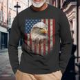 American Flag Bald Eagle Patriotic Red White Blue Long Sleeve T-Shirt Gifts for Old Men