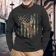 American Flag Camo Deer Hunting Antlers Long Sleeve T-Shirt Gifts for Old Men