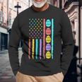 American Flag Happy Easter Egg Hunting Patriotic Easter Day Long Sleeve T-Shirt Gifts for Old Men