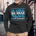 In April We Wear Blue Autism Awareness Month Autism Support Long Sleeve T-Shirt Gifts for Old Men