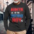 Auntie Of The Birthday Boy Costume Spider Web Birthday Party Long Sleeve T-Shirt Gifts for Old Men
