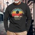 Austin Tx Texas Total Solar Eclipse 2024 Long Sleeve T-Shirt Gifts for Old Men
