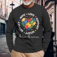 Autism Awareness Love Heart Puzzle Pieces Long Sleeve T-Shirt Gifts for Old Men