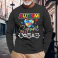 Autism Awareness Autism Squad Support Team Colorful Puzzle Long Sleeve T-Shirt Gifts for Old Men