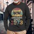 Awesome Since 1973 50Th Birthday 50 Year Old Cat Lovers Long Sleeve T-Shirt Gifts for Old Men