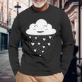 Awesome White Cloud Rain Raindrop Hearts Print Long Sleeve T-Shirt Gifts for Old Men