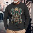 Aztec Jaguar Warrior Aztec Culture Mayan Indigenous Long Sleeve T-Shirt Gifts for Old Men