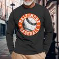 Baltimore Baseball Retro Vintage Baseball Lover Long Sleeve T-Shirt Gifts for Old Men