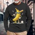 Banana Playing Baseball Baseball Game Lover Humorous Long Sleeve T-Shirt Gifts for Old Men