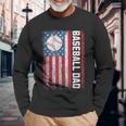 Baseball Dad Usa American Flag Patriotic Dad Father's Day Long Sleeve T-Shirt Gifts for Old Men