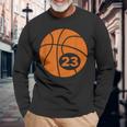 Basketball Player Jersey Number 23 Graphic Long Sleeve T-Shirt Gifts for Old Men