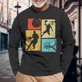 Basketball Players Colorful Ball Hoop Sports Lover Long Sleeve T-Shirt Gifts for Old Men