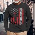 Basketball Usa American Flag Sports Lover Athlete Long Sleeve T-Shirt Gifts for Old Men