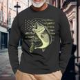 Bass Fish Fishing Usa American Flag Camouflage Fisherman Long Sleeve T-Shirt Gifts for Old Men