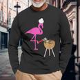 Bbq Flamingos Pink Birds Grilling Grillmasters Cooking Long Sleeve T-Shirt Gifts for Old Men